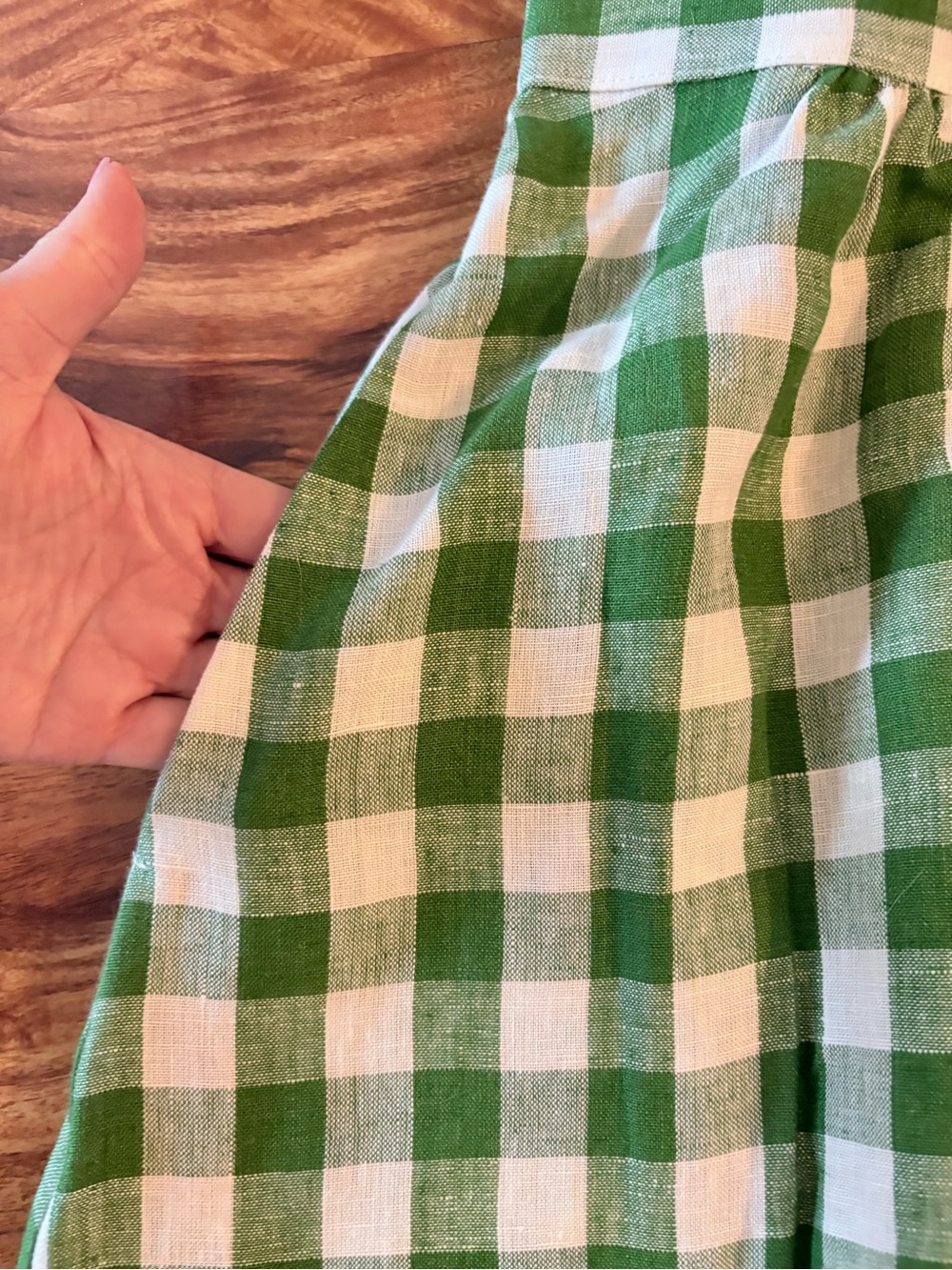 NEW Amour Linen Women’s Mona Maxi Linen Skirt In Green Gingham Small S - Picture 4 of 7